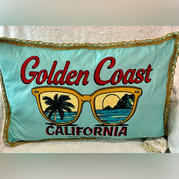 Regency Other - New California Golden Coast Surfer’s Paradise Aqua Decorative Throw Pillow 20x12